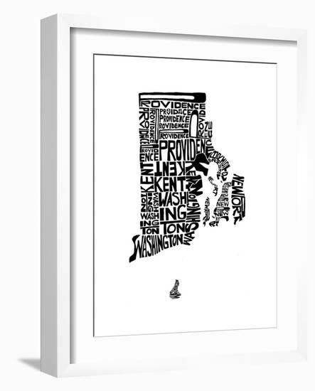 Typographic Rhode Island-CAPow-Framed Art Print