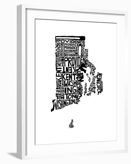 Typographic Rhode Island-CAPow-Framed Art Print