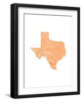 Typographic Texas Orange-CAPow-Framed Art Print