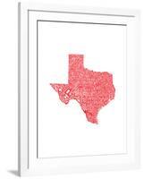 Typographic Texas Red-CAPow-Framed Art Print