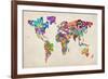 Typographic Text World Map-Michael Tompsett-Framed Art Print