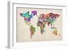 Typographic Text World Map-Michael Tompsett-Framed Art Print