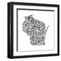 Typographic Wisconsin Charcoal-CAPow-Framed Art Print