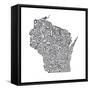 Typographic Wisconsin Charcoal-CAPow-Framed Stretched Canvas