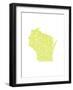 Typographic Wisconsin Chartreus-CAPow-Framed Art Print