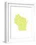 Typographic Wisconsin Chartreus-CAPow-Framed Art Print