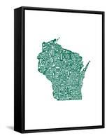 Typographic Wisconsin Forest-CAPow-Framed Stretched Canvas