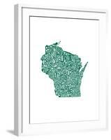 Typographic Wisconsin Forest-CAPow-Framed Art Print