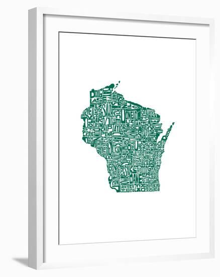 Typographic Wisconsin Forest-CAPow-Framed Art Print