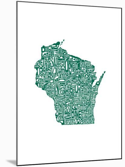Typographic Wisconsin Forest-CAPow-Mounted Art Print