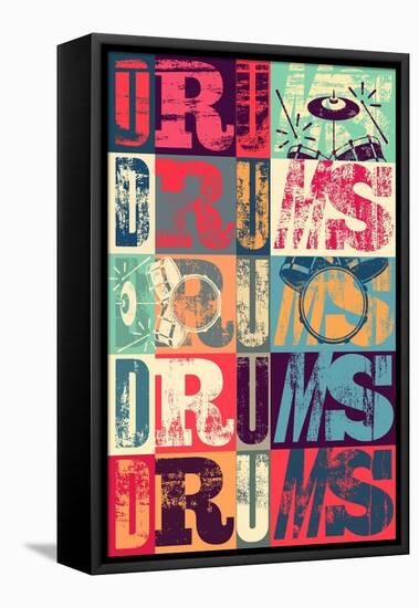 Typographical Drums-ZOO BY-Framed Stretched Canvas