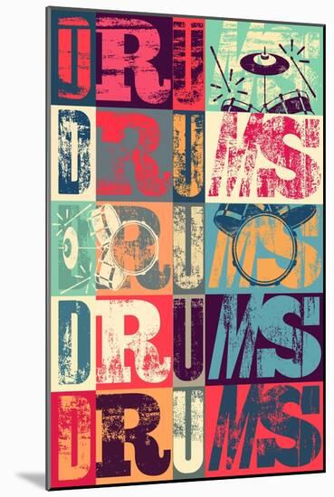Typographical Drums-ZOO BY-Mounted Art Print