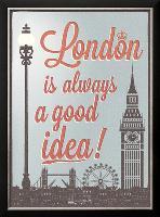 Typographical Retro Style Poster With London Symbols And Landmarks-Melindula-Framed Art Print
