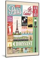 Typographical Retro Style Poster With Paris Symbols And Landmarks-null-Mounted Poster