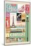 Typographical Retro Style Poster With Paris Symbols And Landmarks-null-Mounted Poster