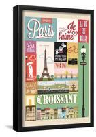 Typographical Retro Style Poster With Paris Symbols And Landmarks-null-Framed Poster