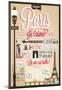 Typographical Retro Style Poster With Paris Symbols And Landmarks-Melindula-Mounted Poster