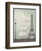 Typographical Retro Style Poster With Paris Symbols And Landmarks-Melindula-Framed Art Print