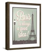 Typographical Retro Style Poster With Paris Symbols And Landmarks-Melindula-Framed Art Print