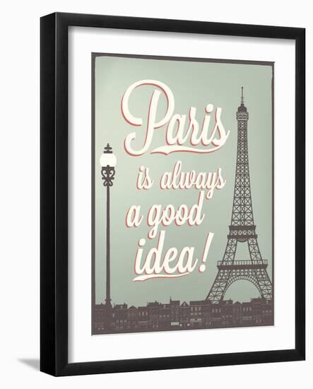 Typographical Retro Style Poster With Paris Symbols And Landmarks-Melindula-Framed Art Print