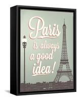 Typographical Retro Style Poster With Paris Symbols And Landmarks-Melindula-Framed Stretched Canvas