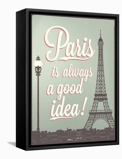 Typographical Retro Style Poster With Paris Symbols And Landmarks-Melindula-Framed Stretched Canvas