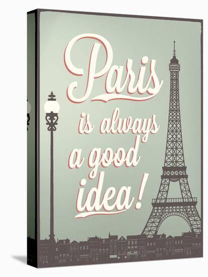Typographical Retro Style Poster With Paris Symbols And Landmarks-Melindula-Stretched Canvas