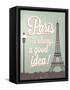 Typographical Retro Style Poster With Paris Symbols And Landmarks-Melindula-Framed Stretched Canvas