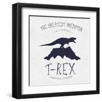 Typography Label.Angry Dinosaur on the Mountain.Print Design for T-Shirts. Vector Illustration-Dimonika-Framed Art Print