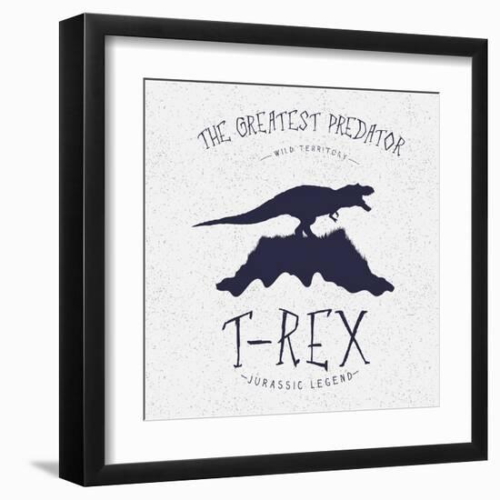 Typography Label.Angry Dinosaur on the Mountain.Print Design for T-Shirts. Vector Illustration-Dimonika-Framed Art Print