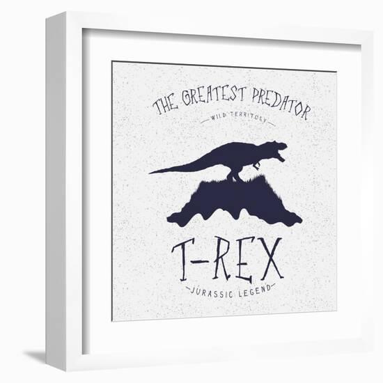 Typography Label.Angry Dinosaur on the Mountain.Print Design for T-Shirts. Vector Illustration-Dimonika-Framed Art Print