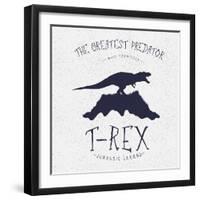 Typography Label.Angry Dinosaur on the Mountain.Print Design for T-Shirts. Vector Illustration-Dimonika-Framed Art Print