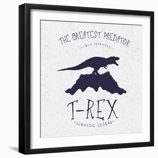 Typography Label.Angry Dinosaur on the Mountain.Print Design for T-Shirts. Vector Illustration-Dimonika-Framed Art Print