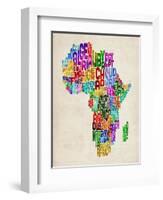 Typography Map of Africa-Michael Tompsett-Framed Art Print