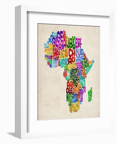 Typography Map of Africa-Michael Tompsett-Framed Art Print