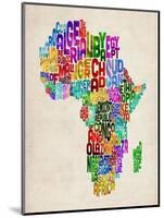 Typography Map of Africa-Michael Tompsett-Mounted Art Print