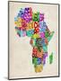 Typography Map of Africa-Michael Tompsett-Mounted Art Print