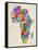 Typography Map of Africa-Michael Tompsett-Framed Stretched Canvas