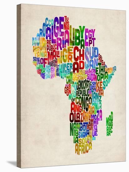 Typography Map of Africa-Michael Tompsett-Stretched Canvas