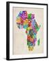 Typography Map of Africa-Michael Tompsett-Framed Art Print