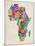 Typography Map of Africa-Michael Tompsett-Mounted Art Print