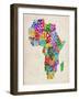 Typography Map of Africa-Michael Tompsett-Framed Art Print