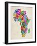 Typography Map of Africa-Michael Tompsett-Framed Art Print