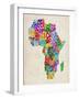 Typography Map of Africa-Michael Tompsett-Framed Art Print