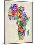 Typography Map of Africa-Michael Tompsett-Mounted Art Print