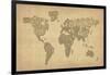 Typography Map of the World Map-Michael Tompsett-Framed Art Print