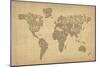 Typography Map of the World Map-Michael Tompsett-Mounted Art Print
