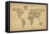 Typography Map of the World Map-Michael Tompsett-Framed Stretched Canvas