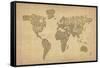 Typography Map of the World Map-Michael Tompsett-Framed Stretched Canvas