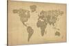 Typography Map of the World Map-Michael Tompsett-Stretched Canvas